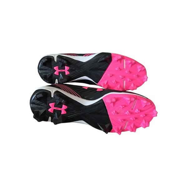 UNDER ARMOUR BASEBALL SOFTBALL CLEATS BLACK & PINK SHOES SIZE 9 WOME - Picture 3 of 8